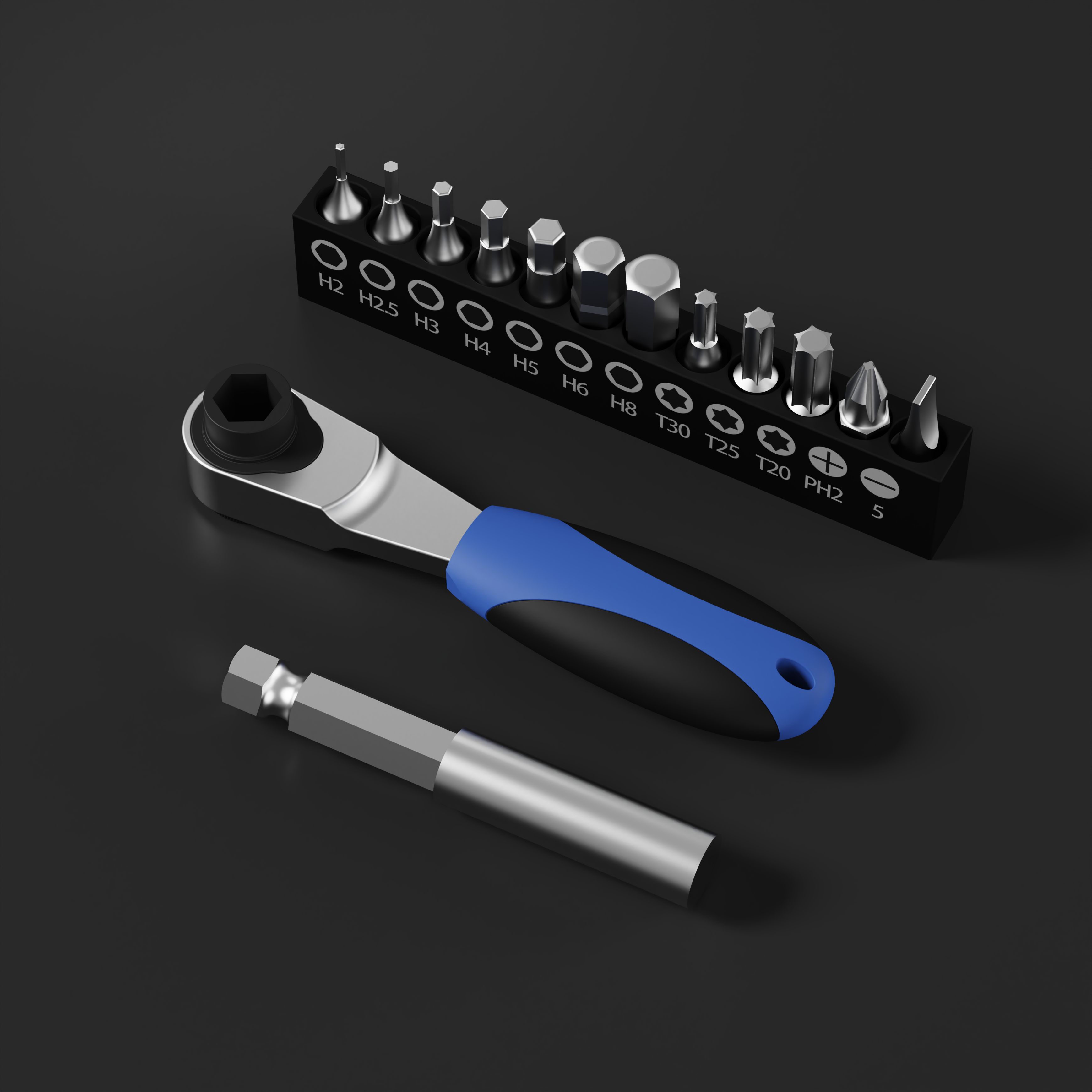 Mini Ratchet Wrench Click Torque with Adapters