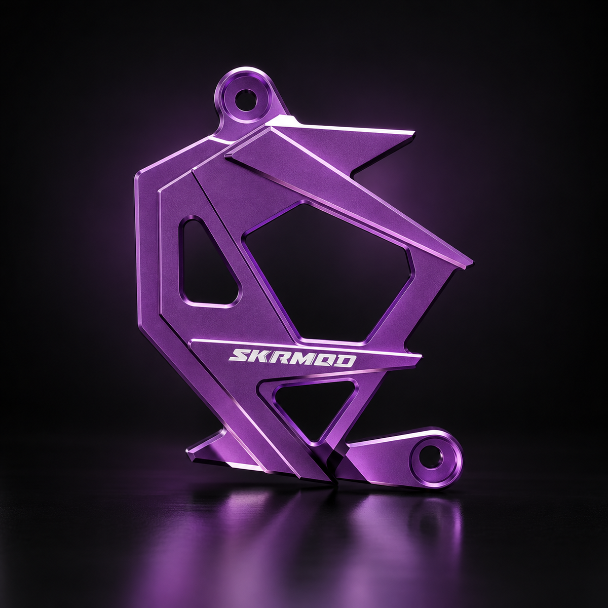 79BIKE Falcon CNC motor cover and pulley guard, purple anodized aluminum studio render