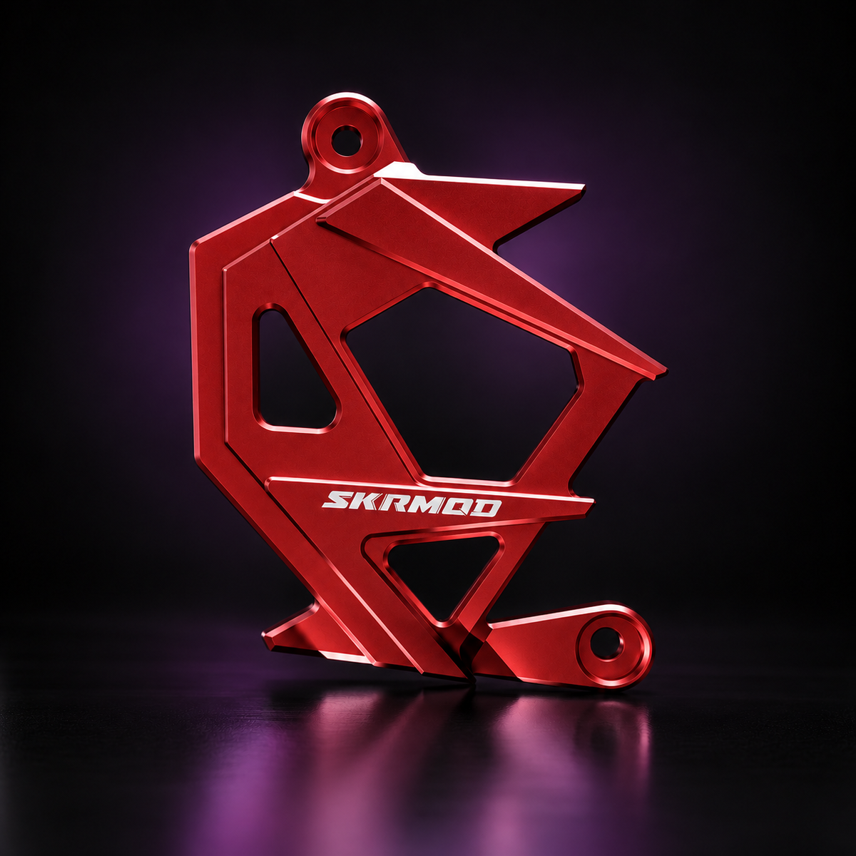 79BIKE Falcon CNC motor cover and pulley guard, red anodized aluminum studio render