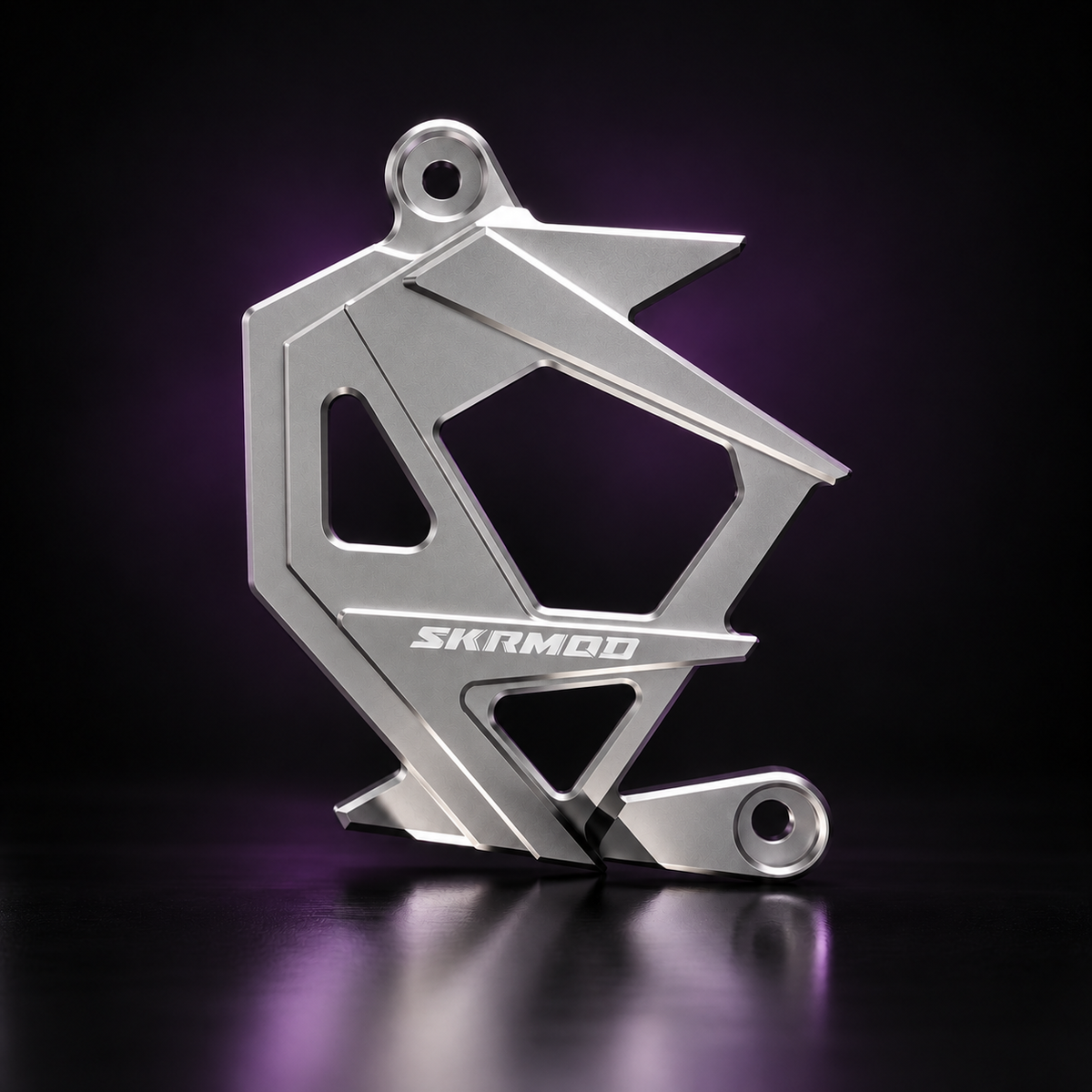79BIKE Falcon CNC motor cover and pulley guard, silver anodized aluminum studio render